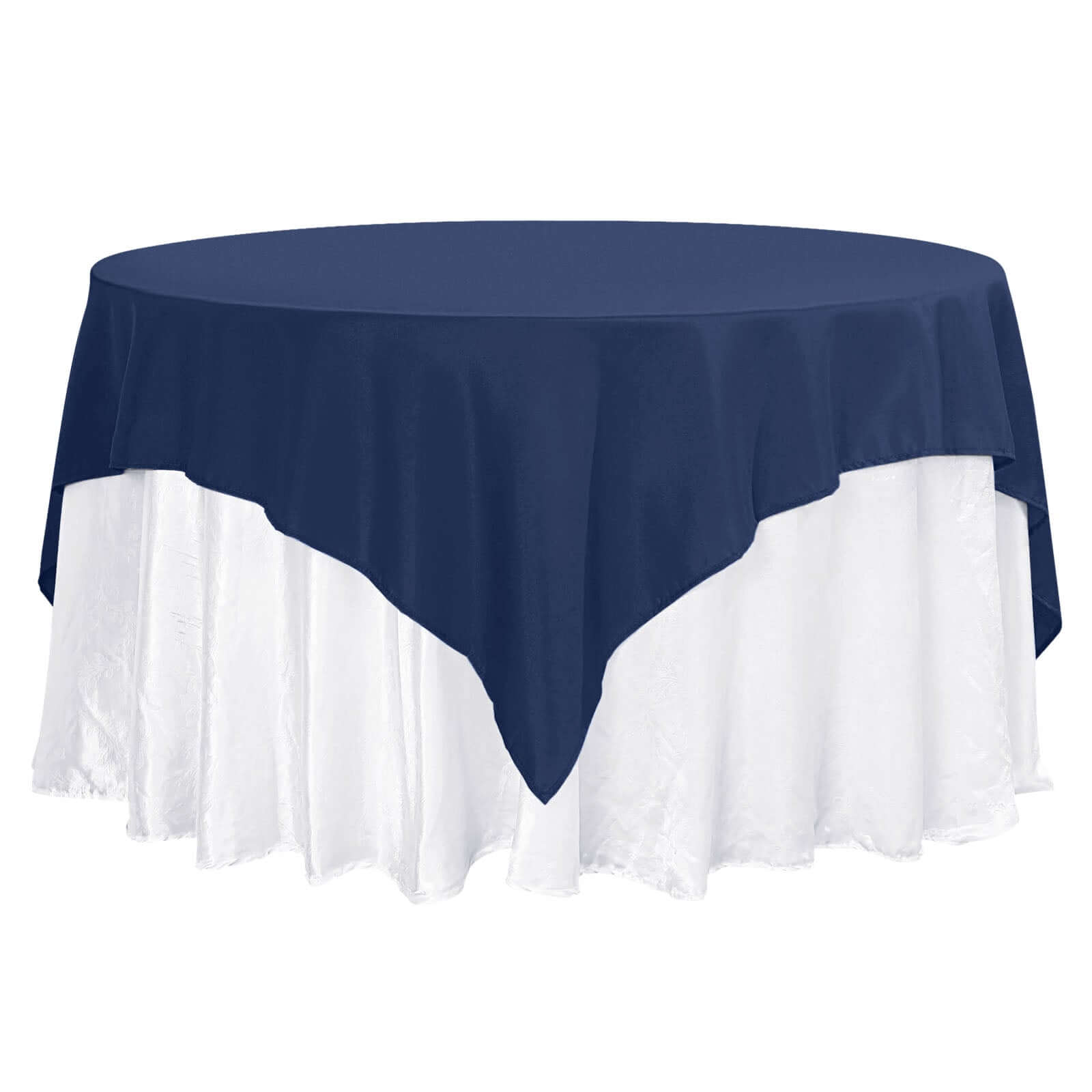 Premium Polyester 70"x70" Table Overlay Square Tablecloth Navy Blue 220GSM Wrinkle-Resistant Table Cover Pro Linens