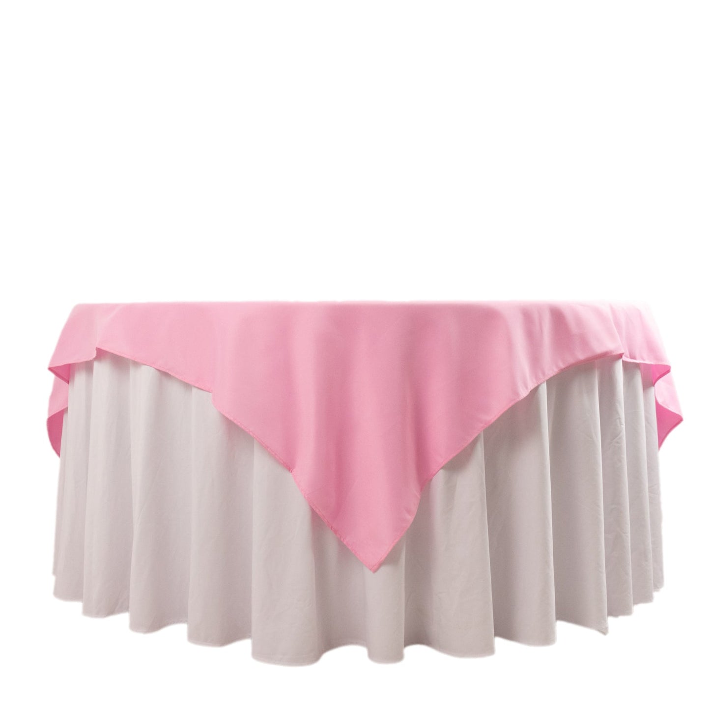 Premium Polyester 70"x70" Table Overlay Square Tablecloth Pink 220GSM Wrinkle-Resistant Table Cover Pro Linens