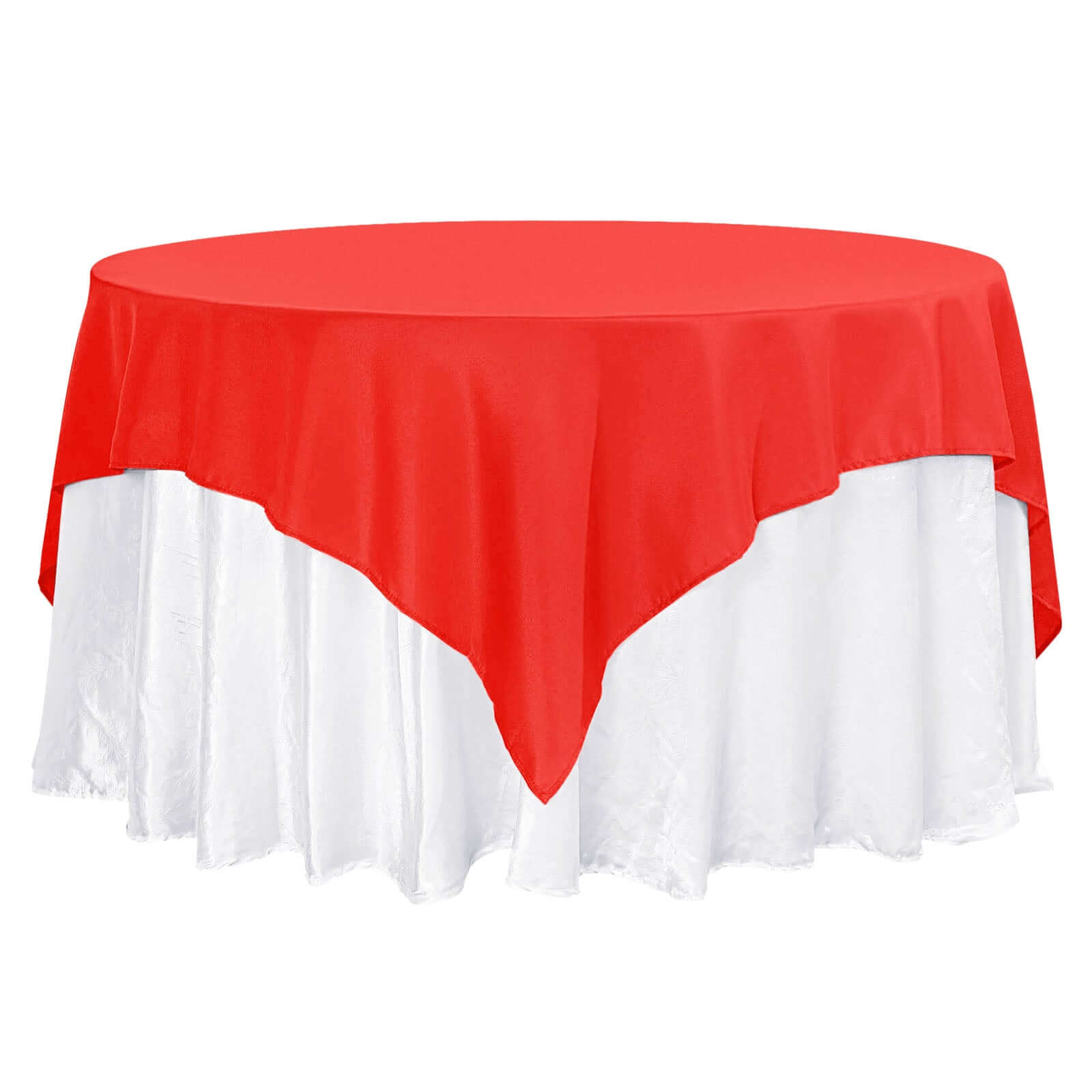 Premium Polyester 70"x70" Table Overlay Square Tablecloth Red 220GSM Wrinkle-Resistant Table Cover Pro Linens