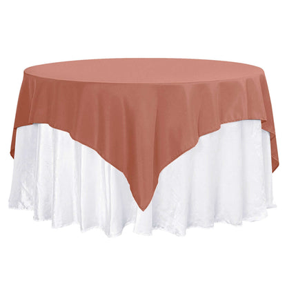 Premium Polyester 70"x70" Table Overlay Square Tablecloth Terracotta (Rust) 220GSM Wrinkle-Resistant Table Cover Pro Linens