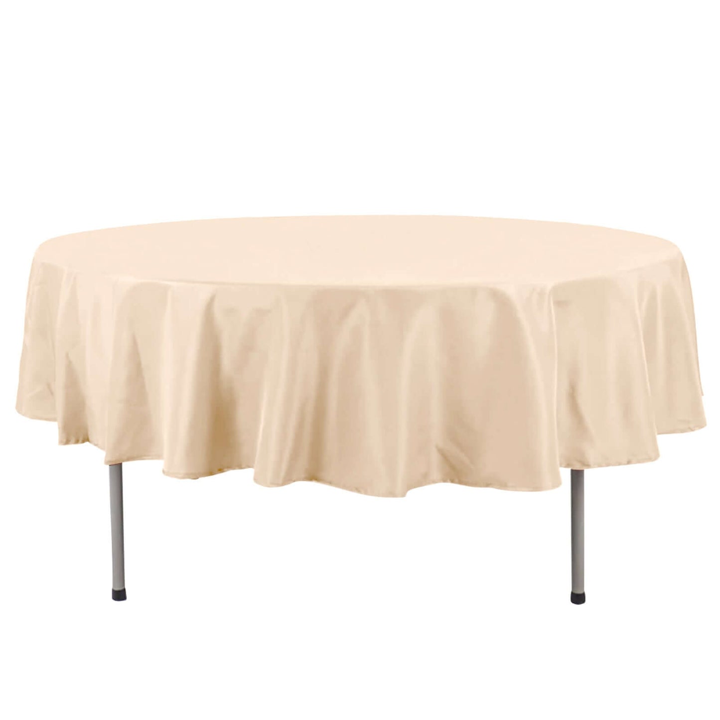 Premium Polyester 90" Round Tablecloth Beige - Stain and Wrinkle-Resistant Design with 220GSM Thickness Table Cover Pro Linens