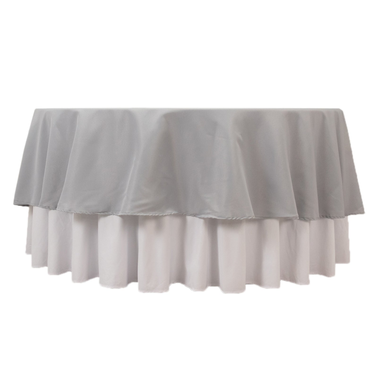 Premium Polyester 90" Round Tablecloth Silver - Stain and Wrinkle-Resistant Design with 220GSM Thickness Table Cover Pro Linens