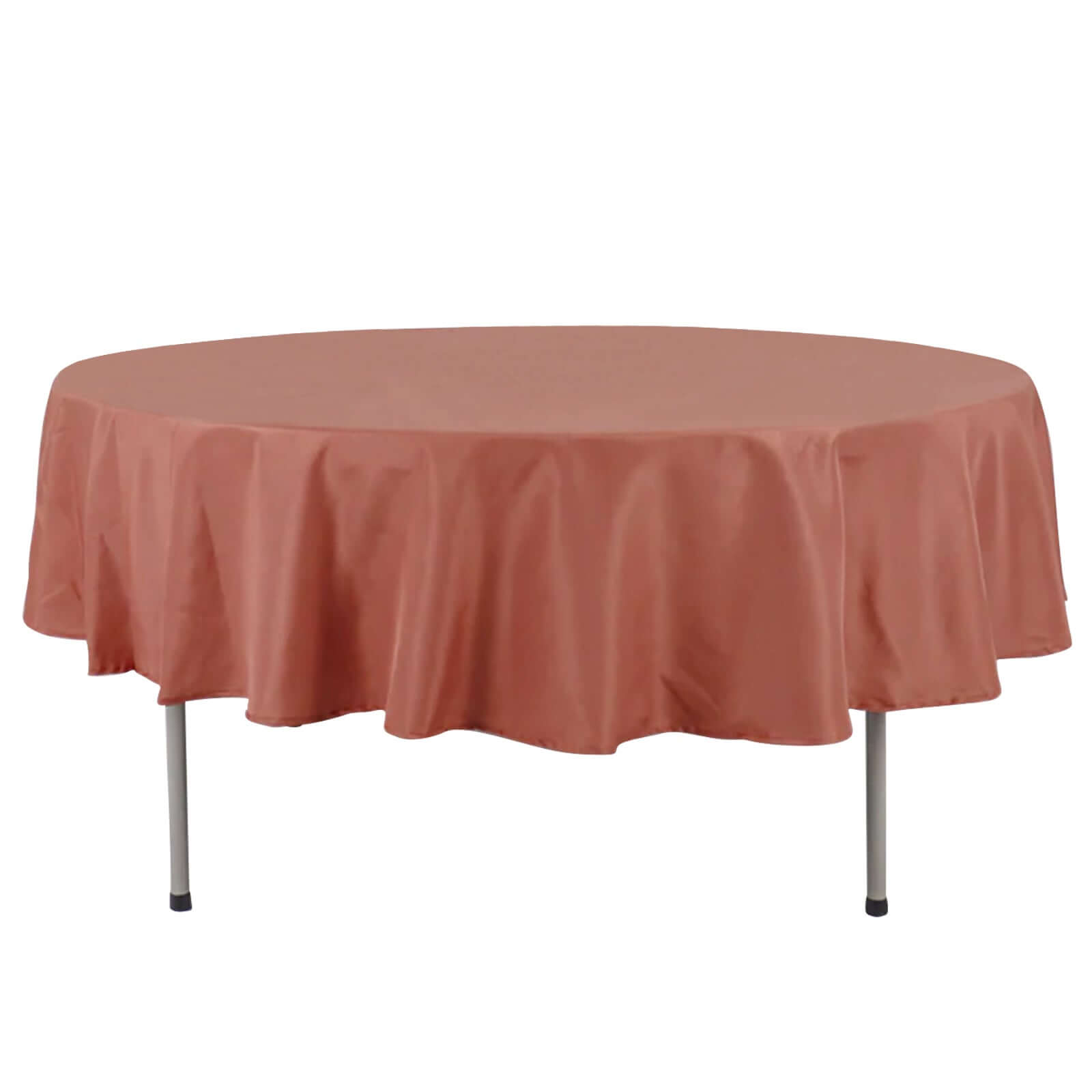 Premium Polyester 90" Round Tablecloth Terracotta (Rust) - Stain and Wrinkle-Resistant Design with 220GSM Thickness Table Cover Pro Linens