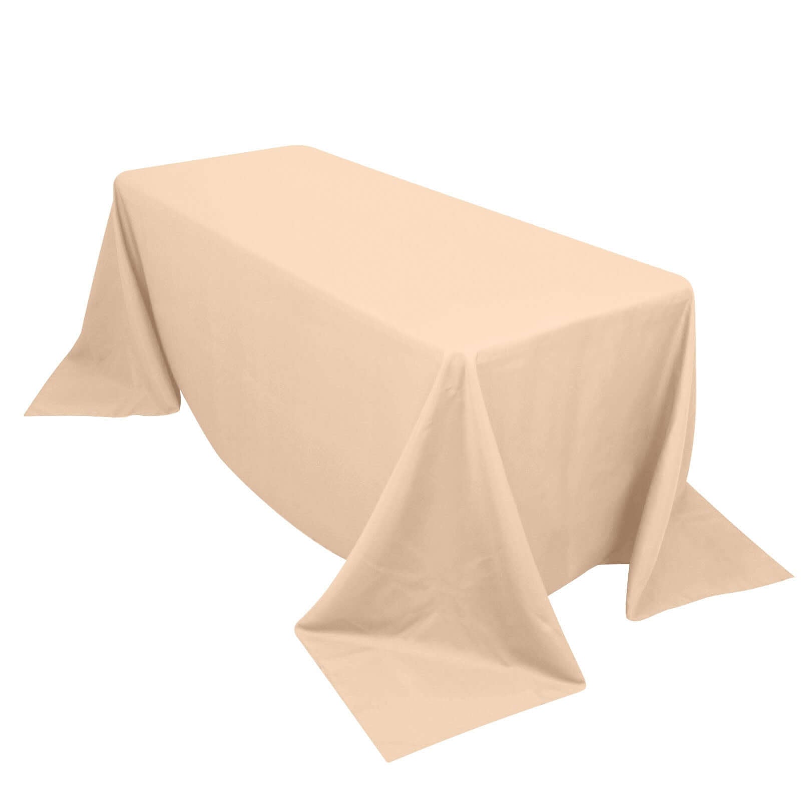 Premium Polyester 90"x132" Rectangle Tablecloth Beige - Seamless 220GSM Stain-Resistant Table Cover Pro Linens