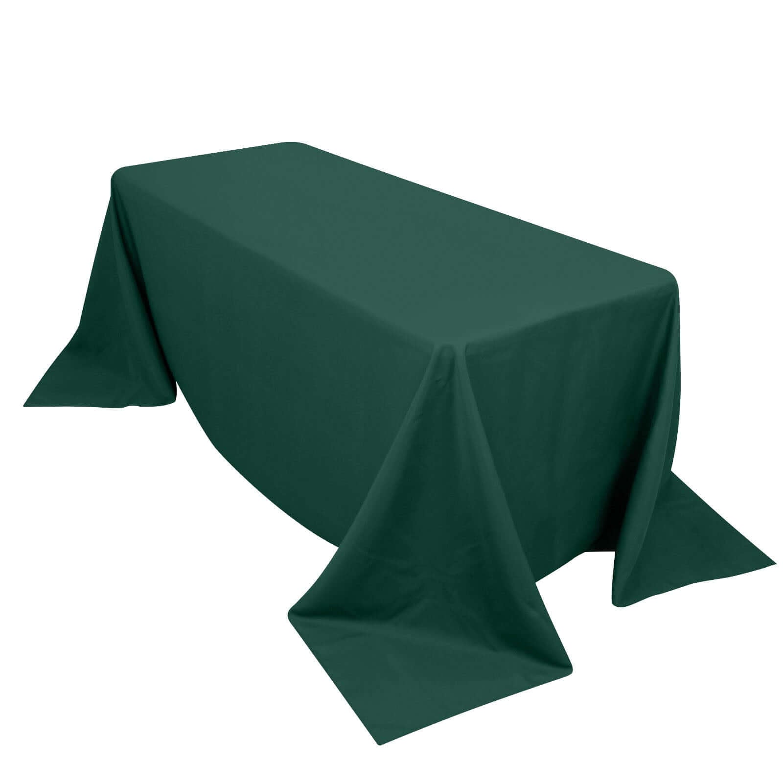 Premium Polyester 90"x132" Rectangle Tablecloth Hunter Emerald Green - Seamless 220GSM Stain-Resistant Design Pro Linens