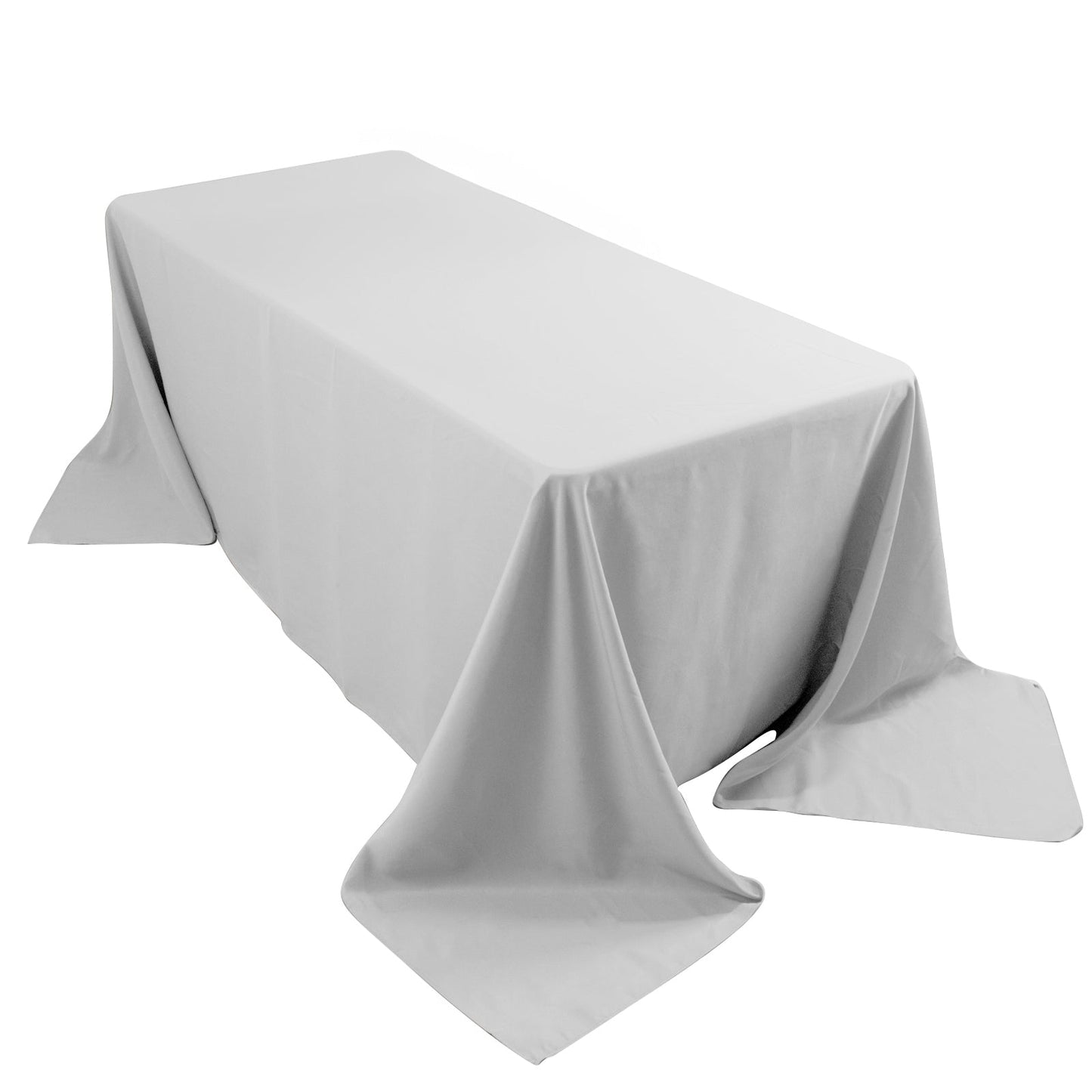 Premium Polyester 90"x132" Rectangle Tablecloth Silver - Seamless 220GSM Stain-Resistant Table Cover Pro Linens