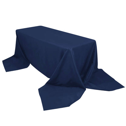 Premium Polyester 90"x156" Rectangle Tablecloth Navy Blue - Seamless 220GSM Stain-Resistant Table Cover Pro Linens