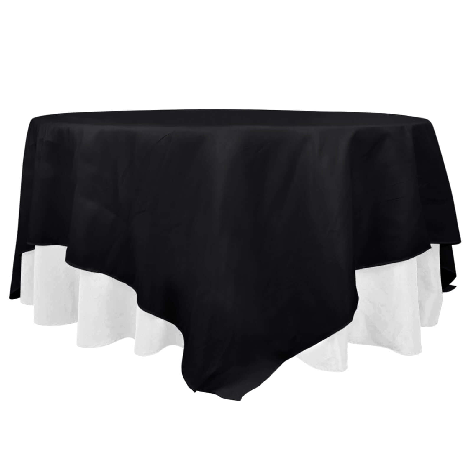 Premium Polyester 90"x90" Table Overlay Square Tablecloth Black 220GSM Wrinkle-Resistant Table Cover Pro Linens