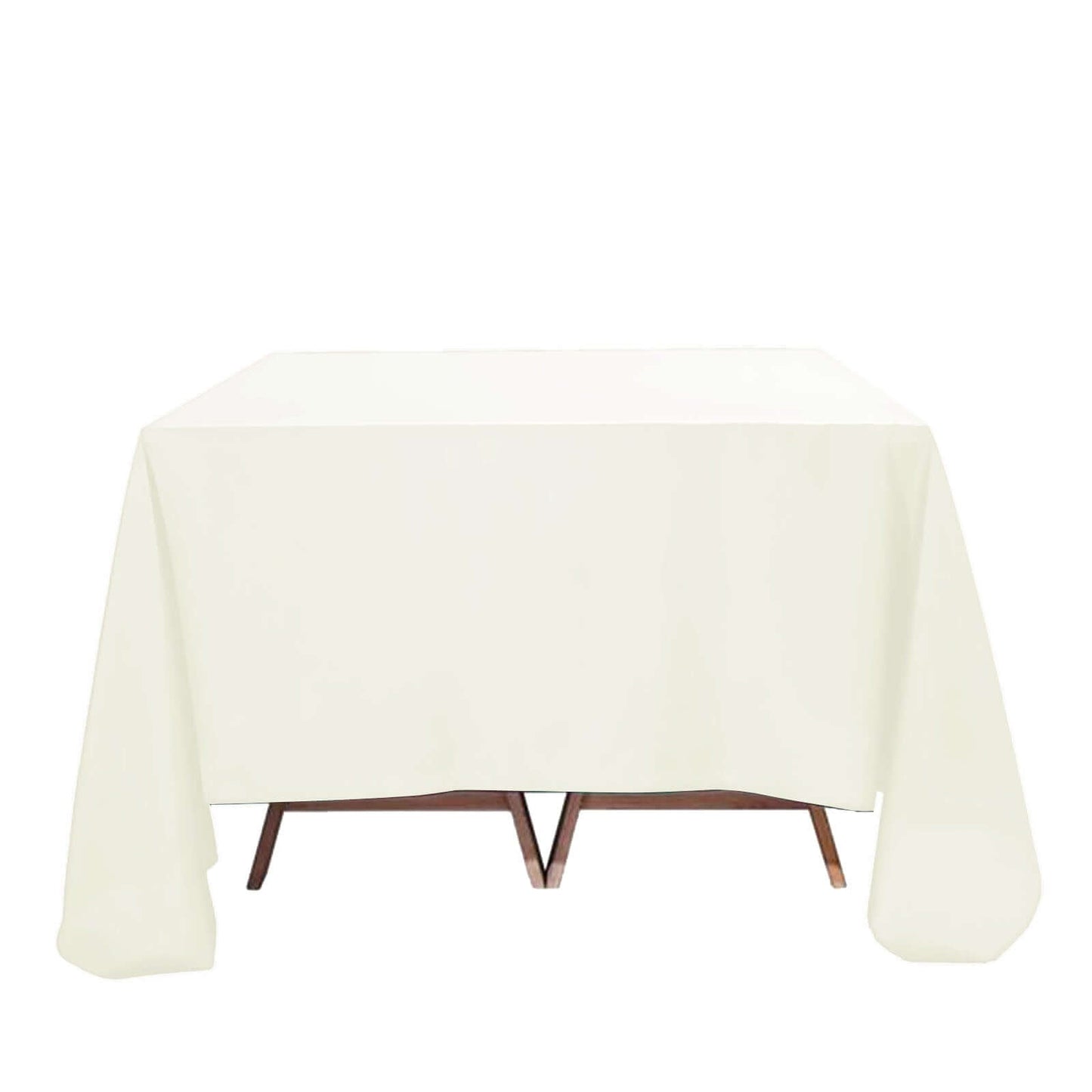 Premium Polyester 90"x90" Table Overlay Square Tablecloth Ivory 220GSM Wrinkle-Resistant Table Cover Pro Linens