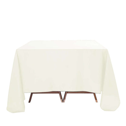 Premium Polyester 90"x90" Table Overlay Square Tablecloth Ivory 220GSM Wrinkle-Resistant Table Cover Pro Linens