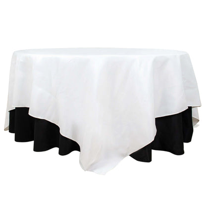 Premium Polyester 90"x90" Table Overlay Square Tablecloth White 220GSM Wrinkle-Resistant Table Cover Stylish Gatherings Pro Linens