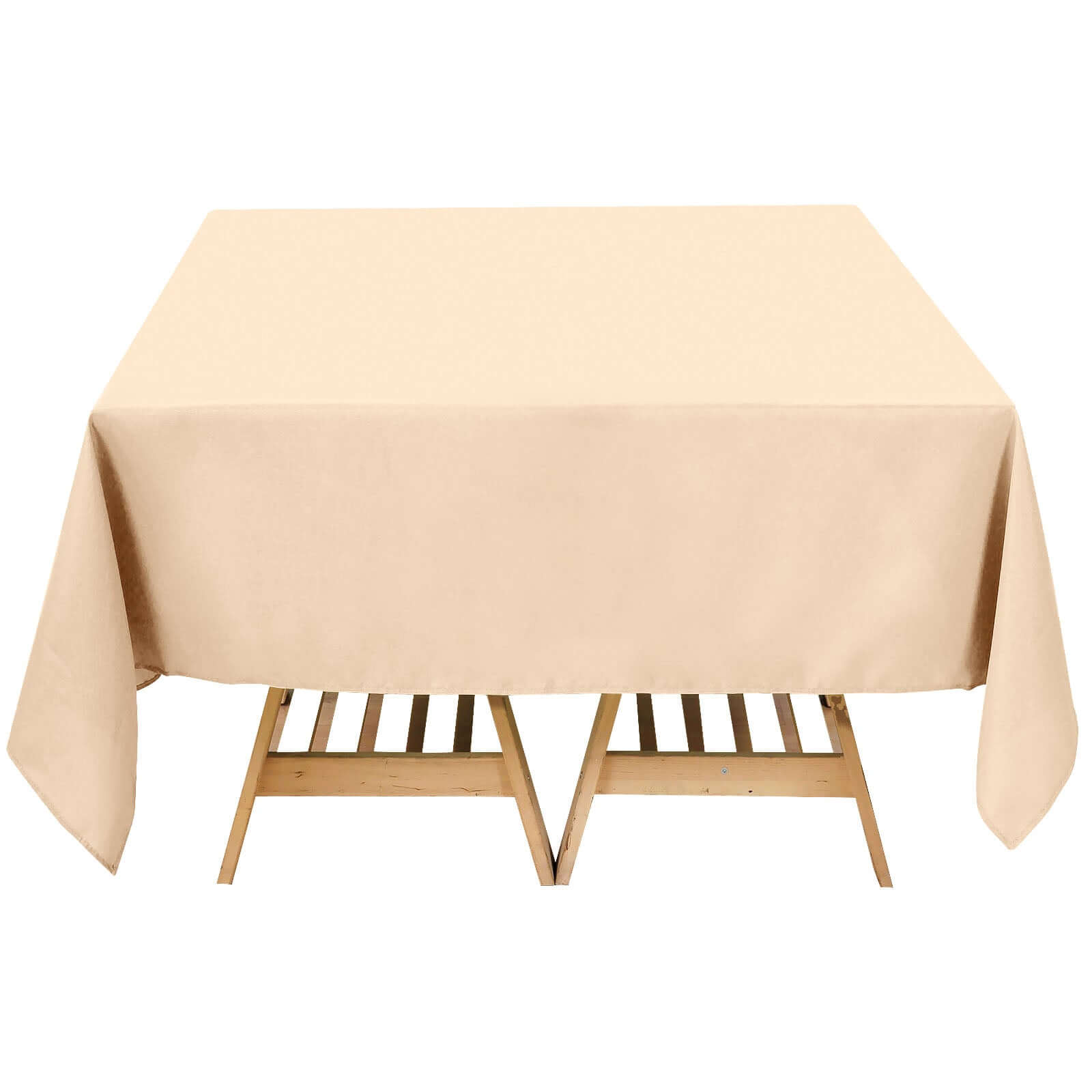 Premium Polyester Square Tablecloth 70"x70" Beige 220GSM Wrinkle-Resistant Table Cover Pro Linens