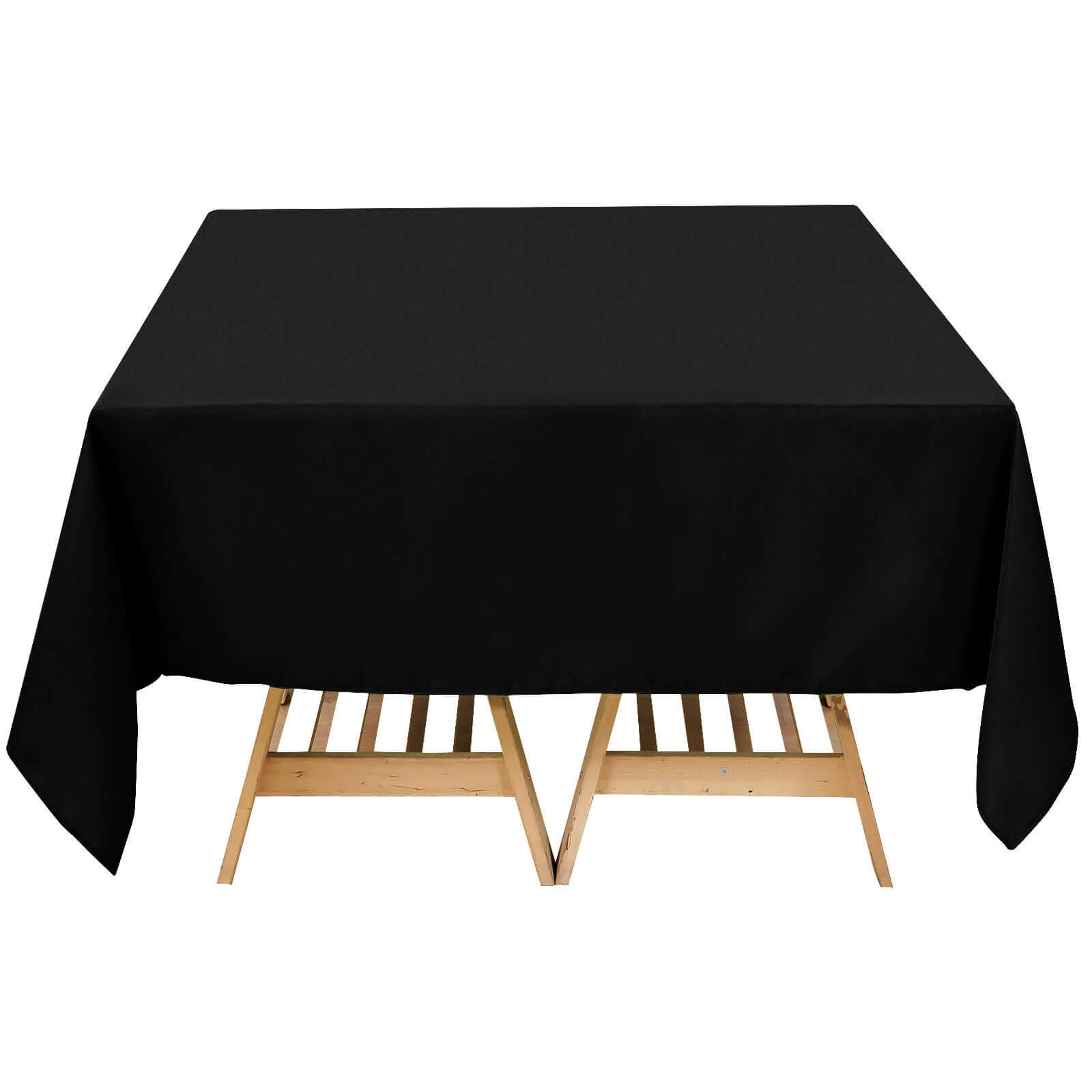 Premium Polyester Square Tablecloth 70"x70" Black 220GSM Wrinkle-Resistant Table Cover Pro Linens