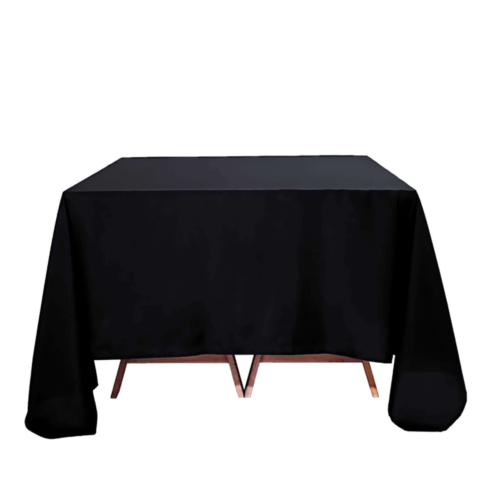 Premium Polyester Square Tablecloth 90"x90" Black 220GSM Wrinkle-Resistant Table Cover Pro Linens