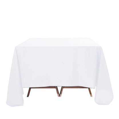 Premium Polyester Square Tablecloth 90"x90" White 220GSM Wrinkle-Resistant Table Cover for Stylish Gatherings Pro Linens