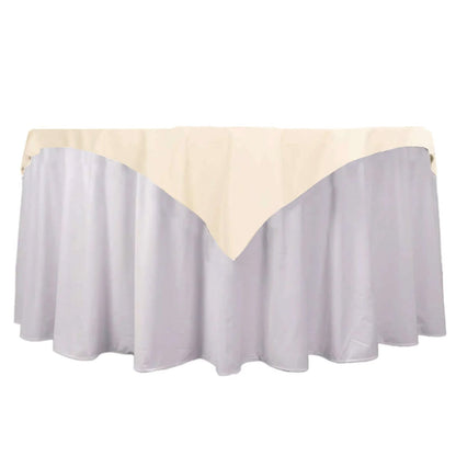 Premium Scuba 54"x54" Table Overlay Square Tablecloth Beige - Wrinkle Free & Stain Resistant Table Cover Pro Linens