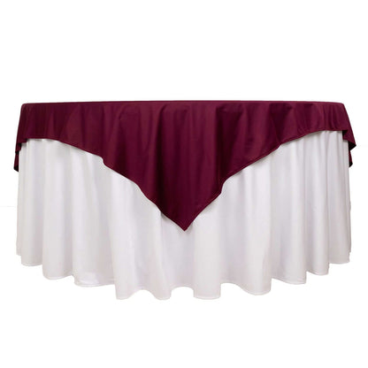 Premium Scuba 70"x70" Table Overlay Square Tablecloth Burgundy - Wrinkle Free & Stain Resistant Table Cover Pro Linens