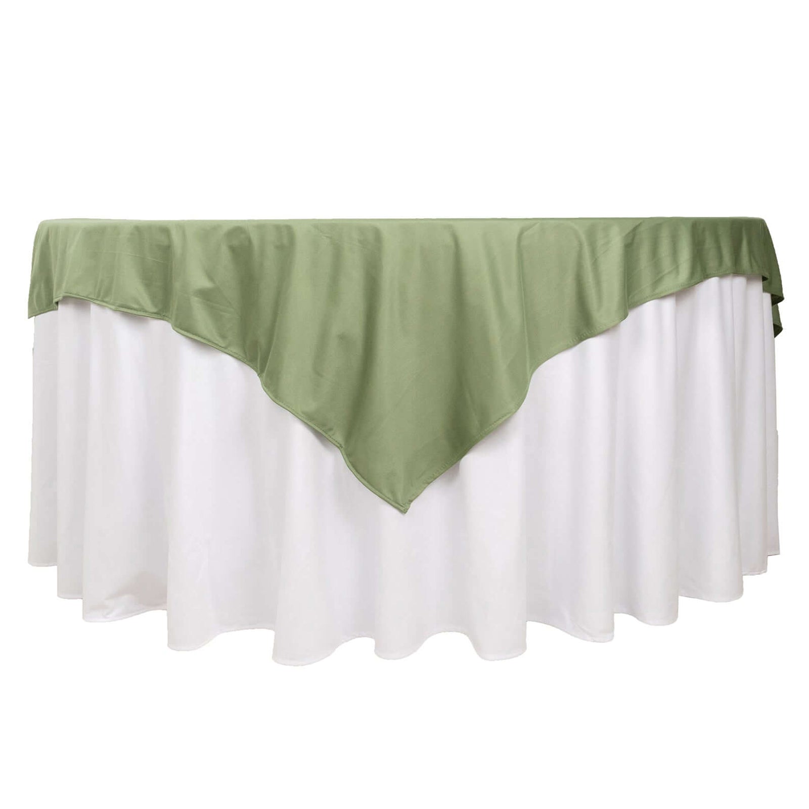 Premium Scuba 70"x70" Table Overlay Square Tablecloth Dusty Sage Green - Wrinkle Free & Stain Resistant Table Cover Pro Linens