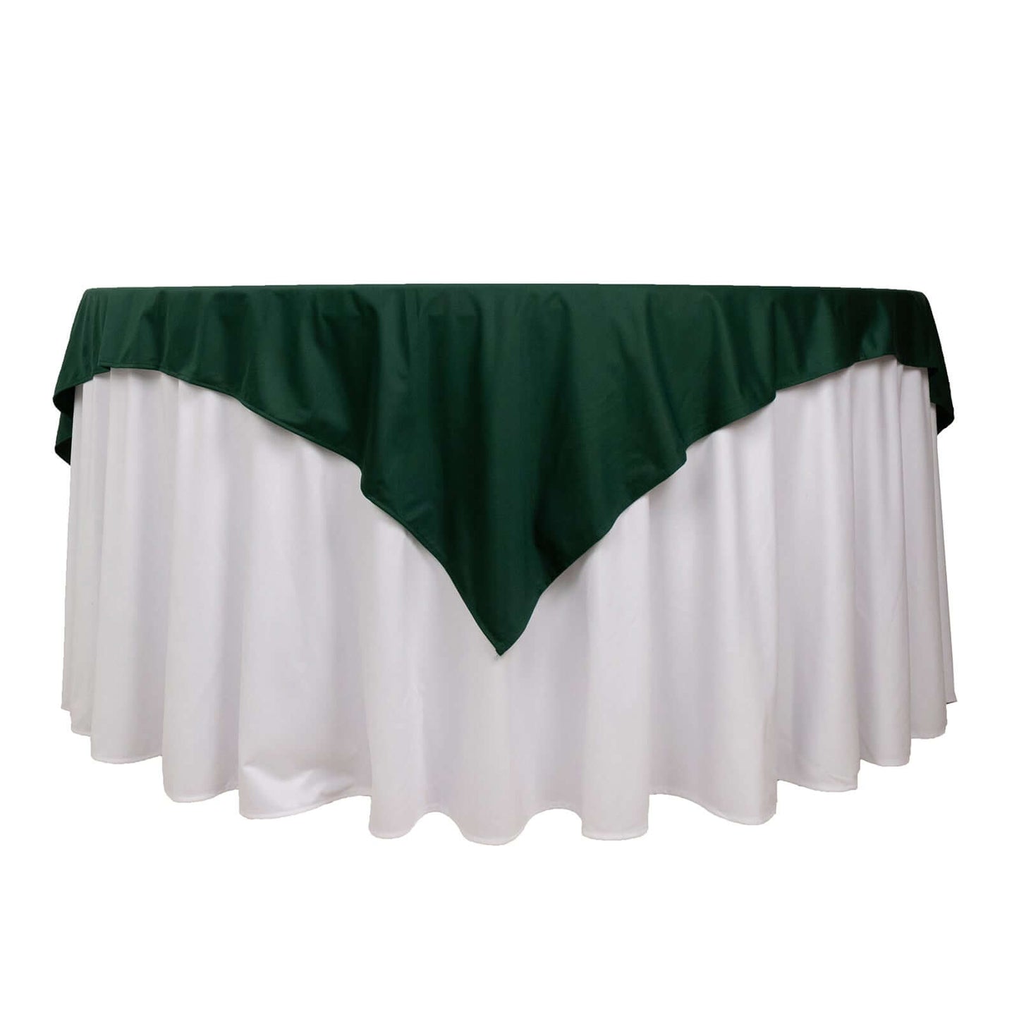 Premium Scuba 70"x70" Table Overlay Square Tablecloth Hunter Emerald Green - Wrinkle Free & Stain Resistant Table Cover Pro Linens