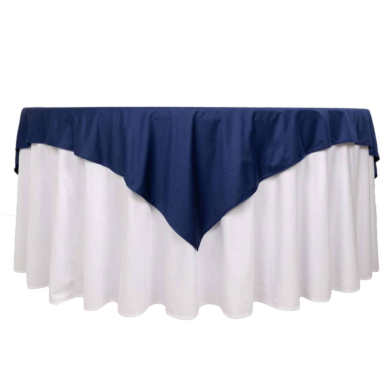 Premium Scuba 70"x70" Table Overlay Square Tablecloth Navy Blue - Wrinkle Free & Stain Resistant Table Cover Pro Linens