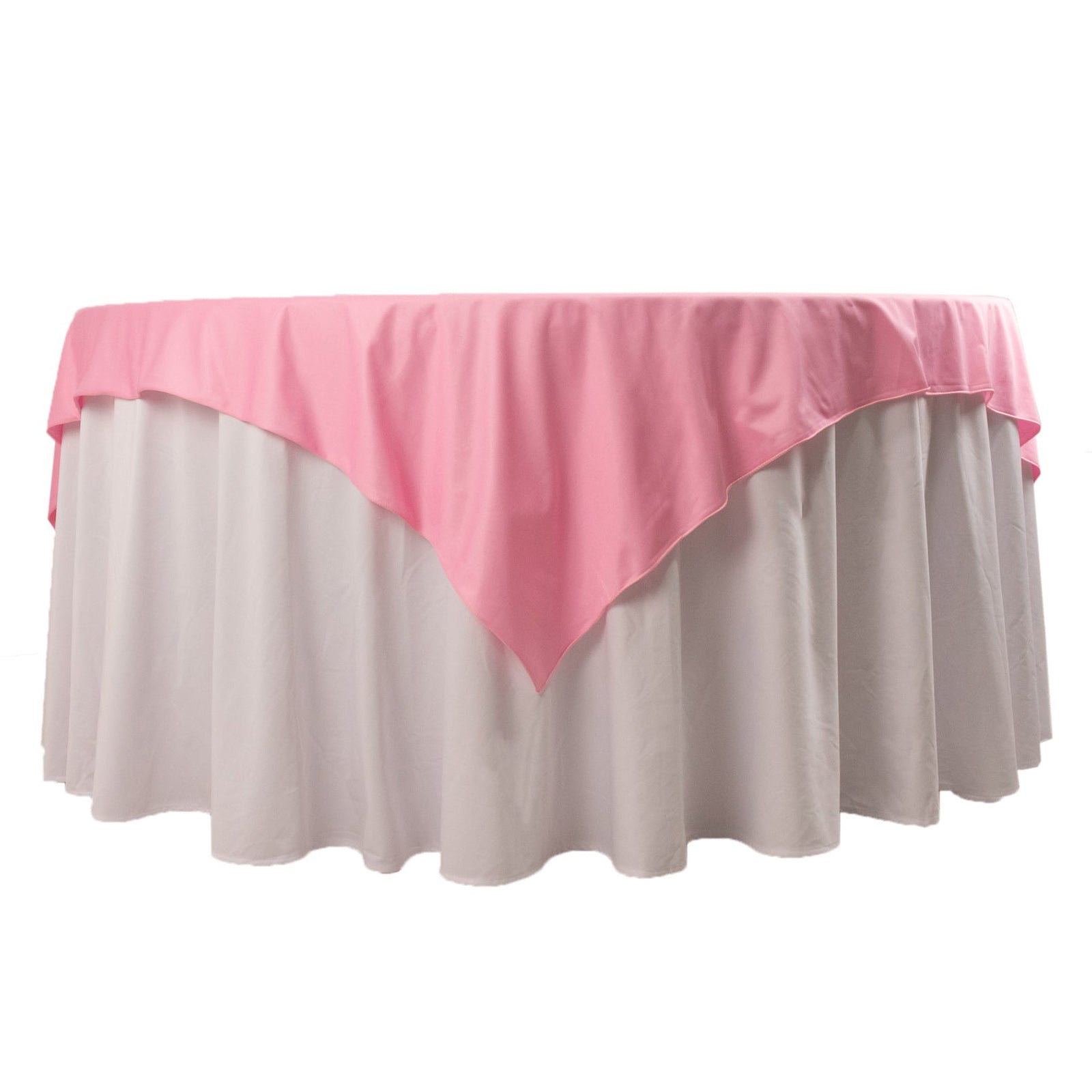 Premium Scuba 70"x70" Table Overlay Square Tablecloth Pink - Wrinkle Free & Stain Resistant Table Cover Pro Linens