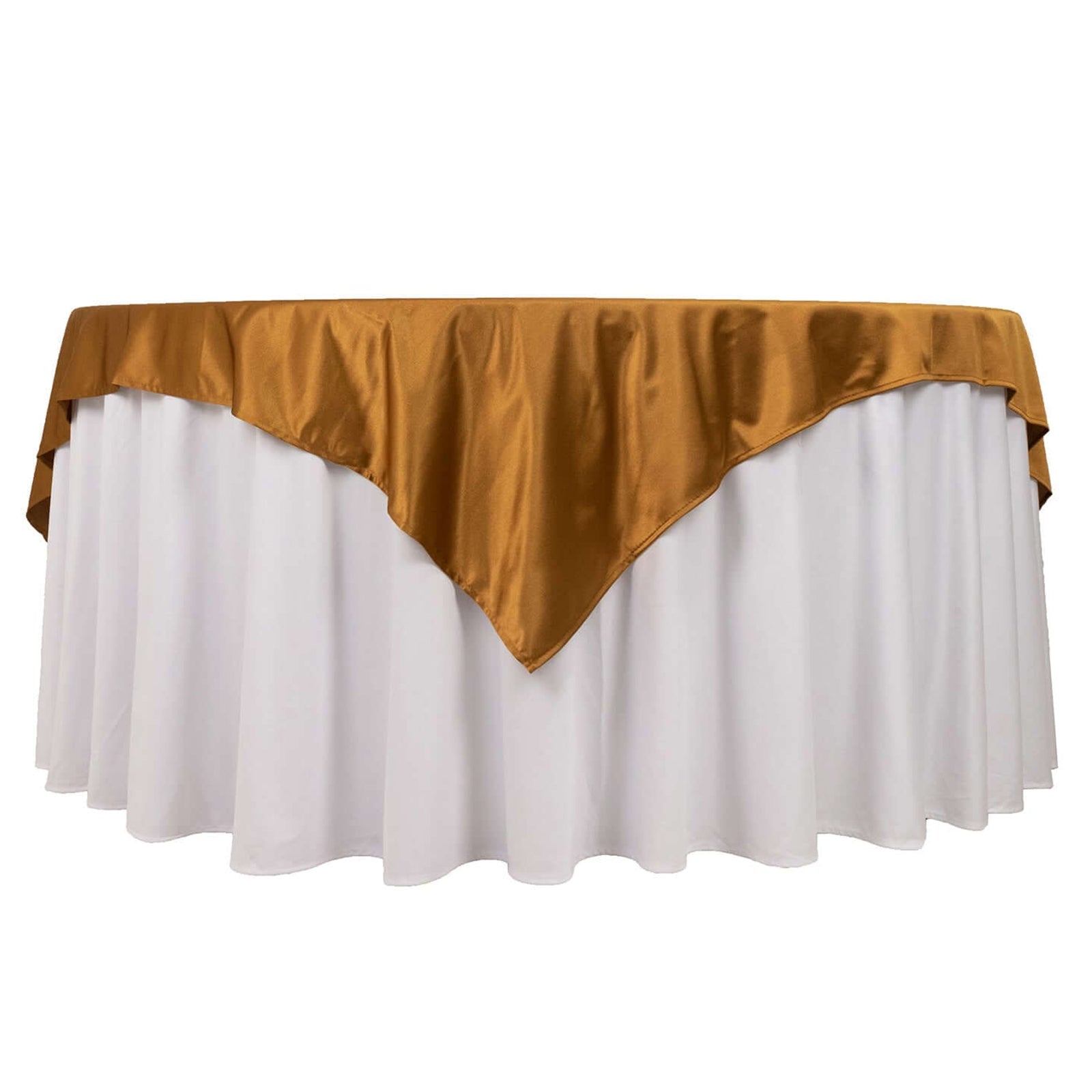 Premium Scuba 70"x70" Table Overlay Square Tablecloth Shimmer Gold - Wrinkle Free & Stain Resistant Table Cover Pro Linens