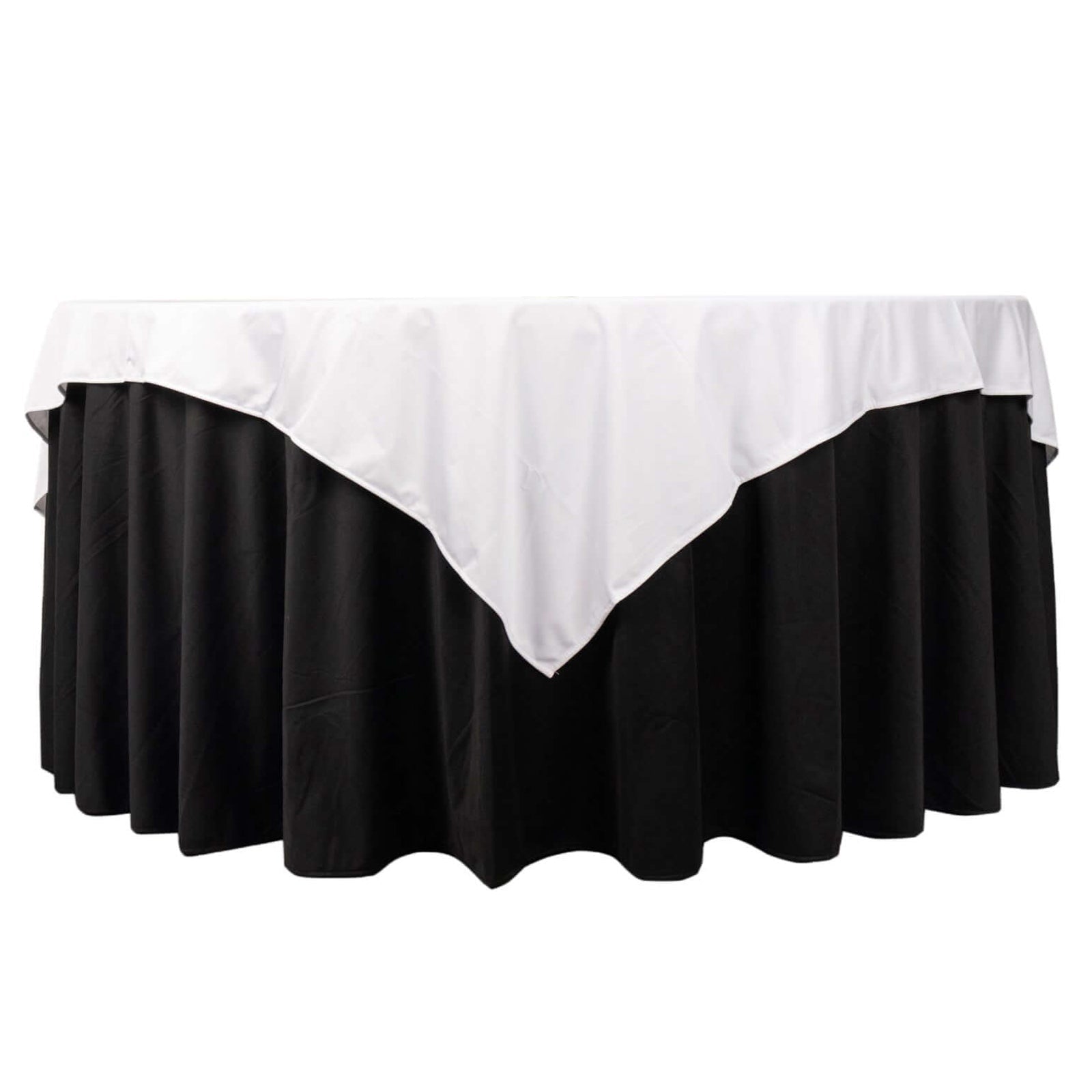 Premium Scuba 70"x70" Table Overlay Square Tablecloth White - Wrinkle Free & Stain Resistant Table Cover for Weddings and Banquets Pro Linens