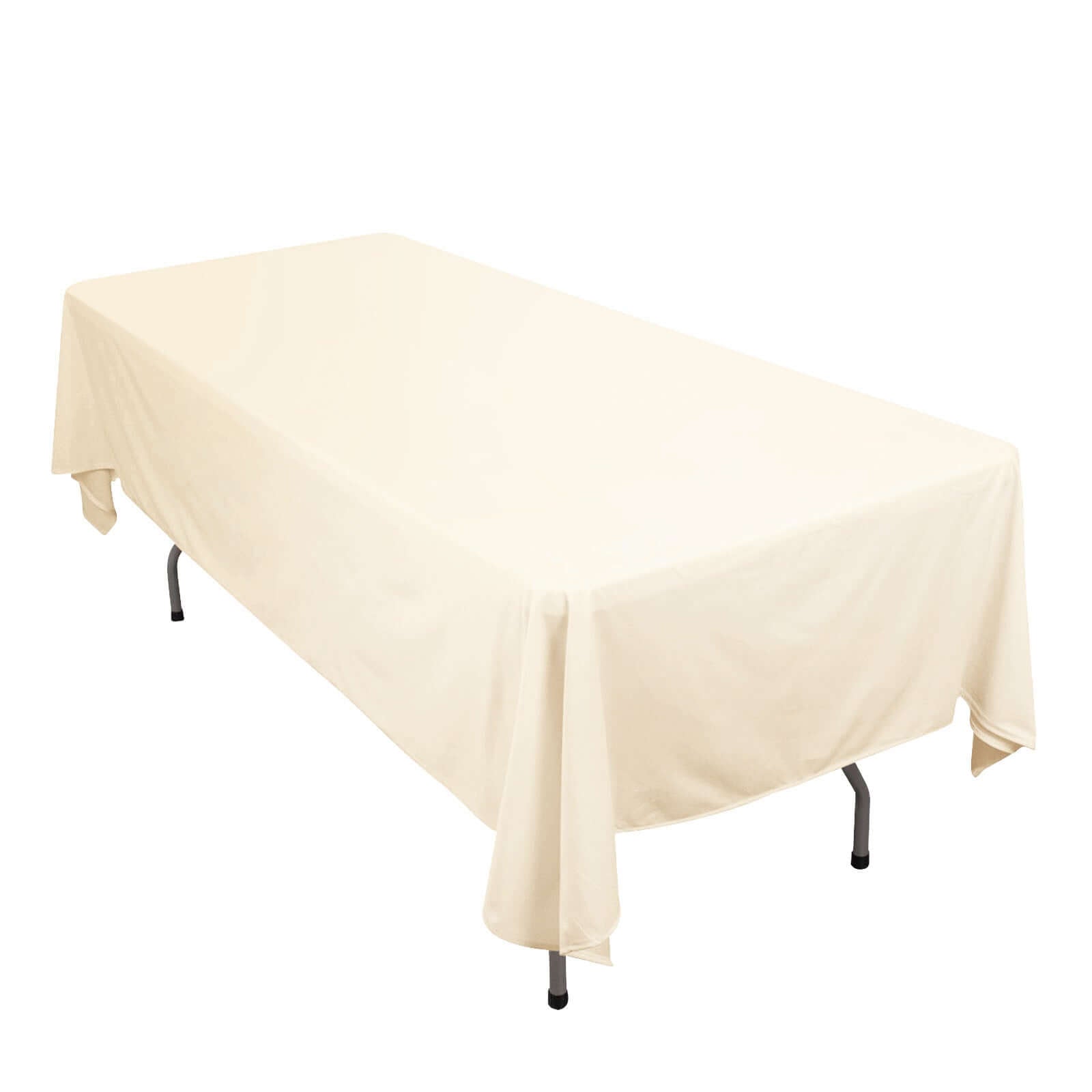 Premium Scuba Rectangular 60"x102" Tablecloth Beige - Wrinkle Free & Stain Resistant Table Cover - Pro Linens