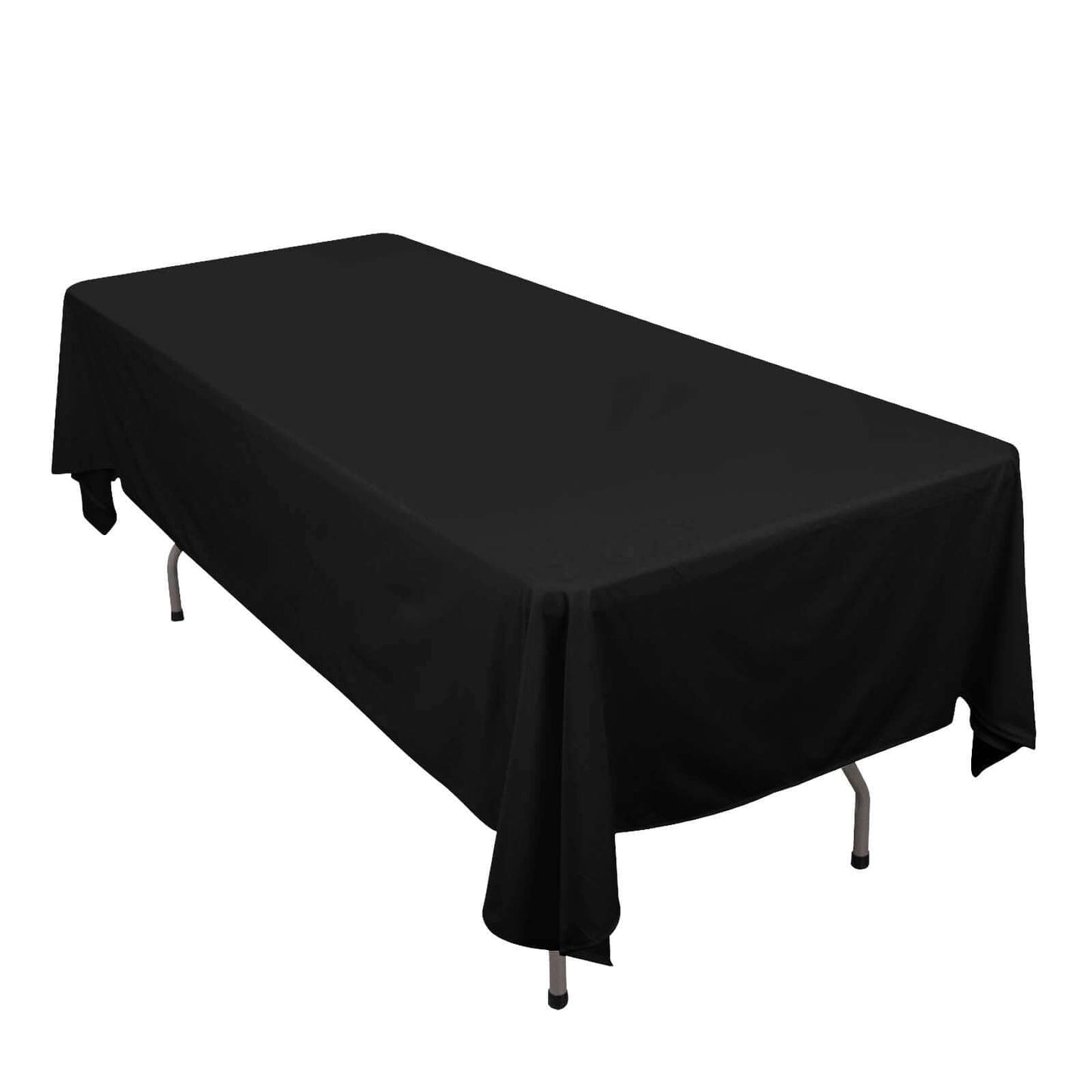 Premium Scuba Rectangular 60"x102" Tablecloth Black - Wrinkle Free & Stain Resistant Table Cover for Weddings and Banquets - Pro Linens