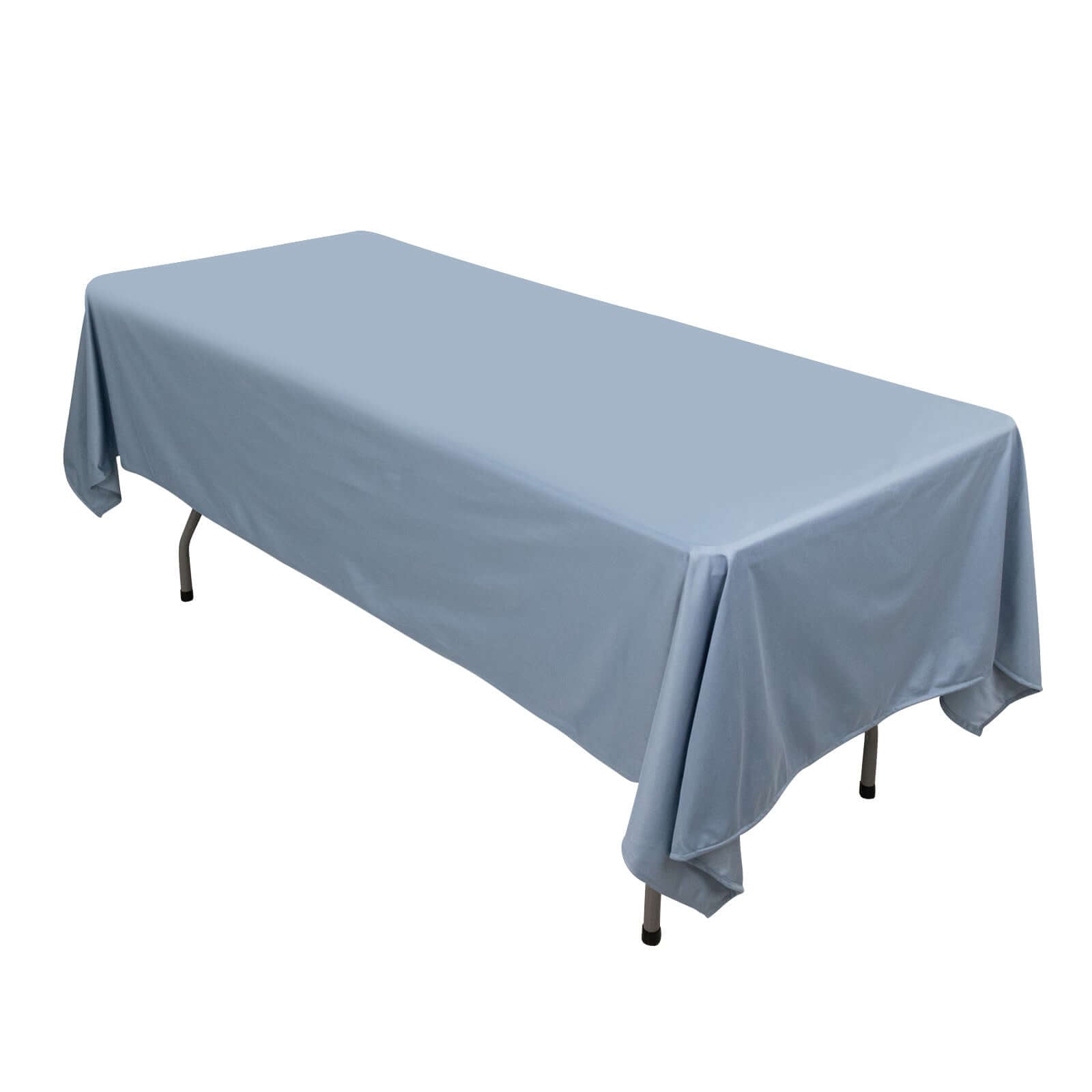 Premium Scuba Rectangular 60"x102" Tablecloth Dusty Blue - Wrinkle Free & Stain Resistant Table Cover - Pro Linens