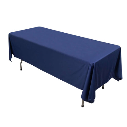 Premium Scuba Rectangular 60"x102" Tablecloth Navy Blue - Wrinkle Free & Stain Resistant Table Cover - Pro Linens