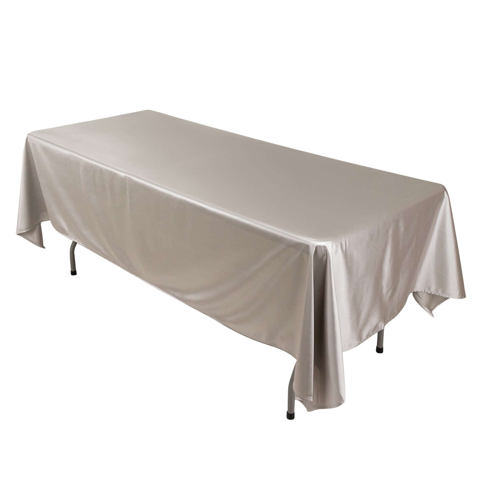 Premium Scuba Rectangular 60"x102" Tablecloth Shimmering Silver - Wrinkle Free & Stain Resistant Table Cover - Pro Linens