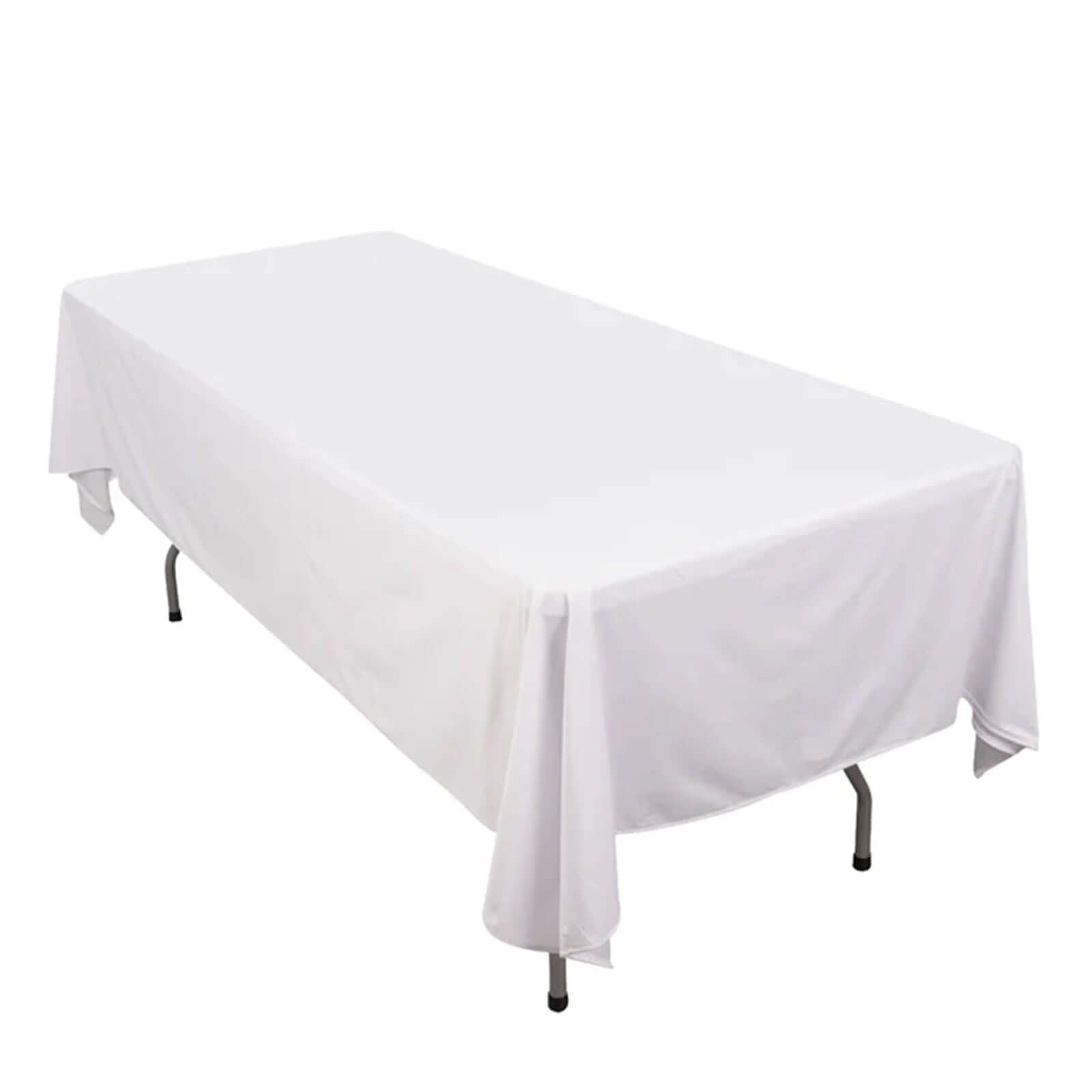 Premium Scuba Rectangular 60"x102" Tablecloth White - Wrinkle Free & Stain Resistant Table Cover for Weddings and Banquets - Pro Linens