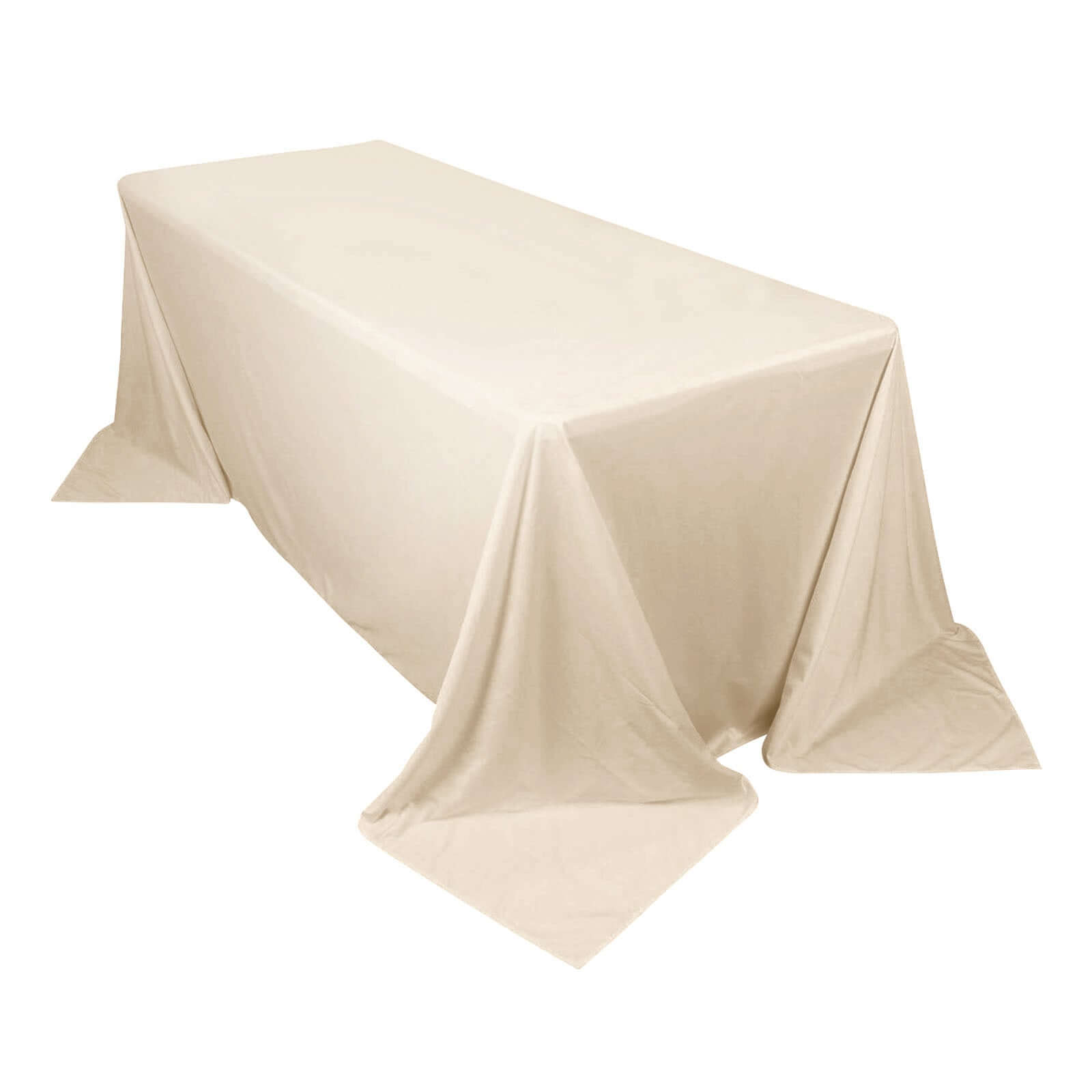 Premium Scuba Rectangular 90"x132" Tablecloth Beige - Wrinkle Free, Stain Resistant & Seamless Table Cover - Pro Linens