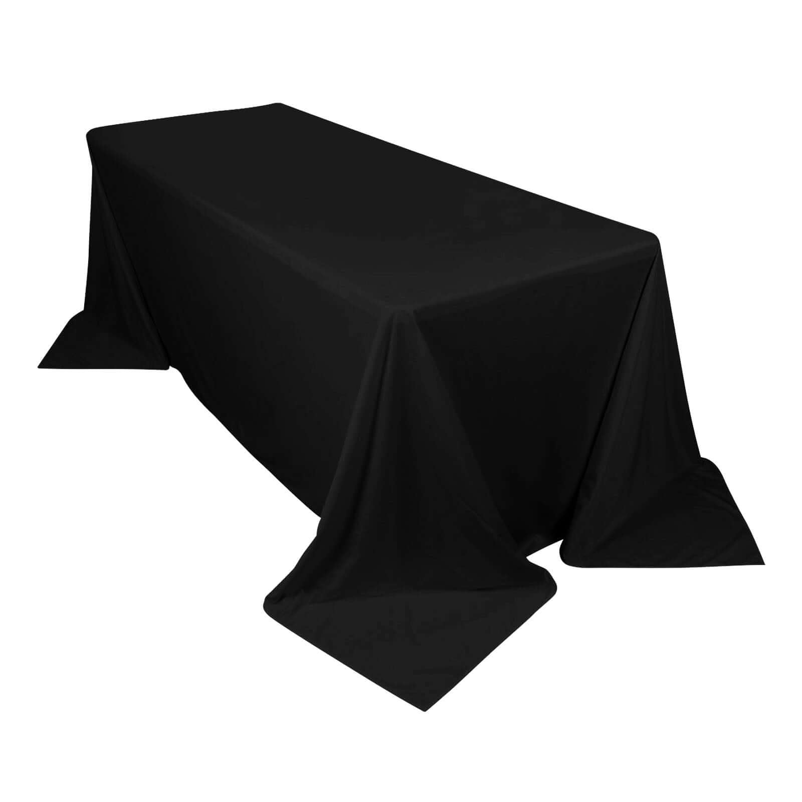 Premium Scuba Rectangular 90"x132" Tablecloth Black - Wrinkle Free, Stain Resistant & Seamless Table Cover for Weddings and Parties - Pro Linens