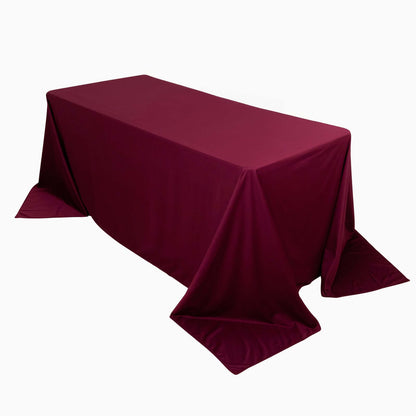 Premium Scuba Rectangular 90"x132" Tablecloth Burgundy - Wrinkle Free, Stain Resistant & Seamless Table Cover - Pro Linens