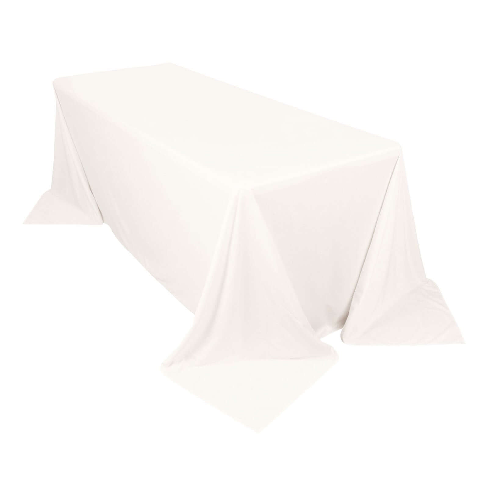 Premium Scuba Rectangular 90"x132" Tablecloth Ivory - Wrinkle Free, Stain Resistant & Seamless Table Cover - Pro Linens