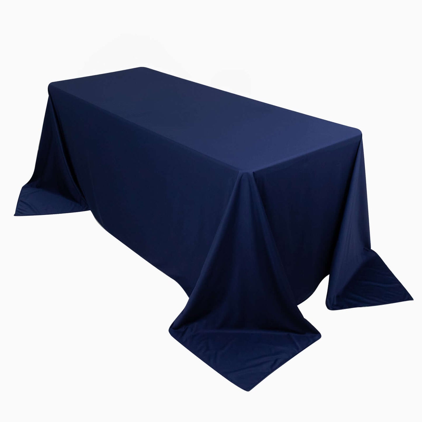 Premium Scuba Rectangular 90"x132" Tablecloth Navy Blue - Wrinkle Free, Stain Resistant & Seamless Table Cover - Pro Linens