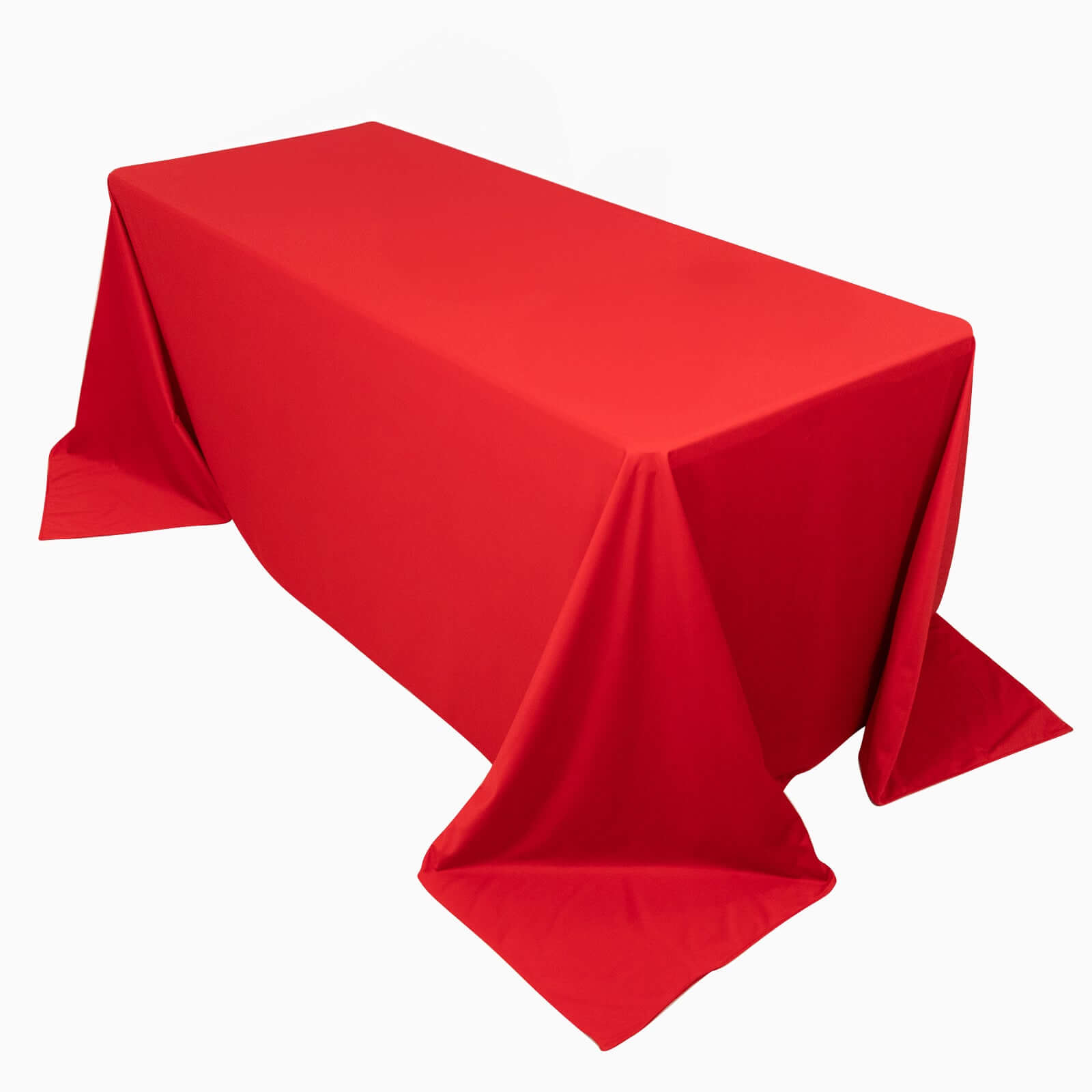 Premium Scuba Rectangular 90"x132" Tablecloth Red - Wrinkle Free, Stain Resistant & Seamless Table Cover - Pro Linens