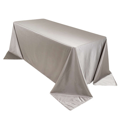 Premium Scuba Rectangular 90"x132" Tablecloth Shimmering Silver - Wrinkle Free & Stain Resistant Seamless Table Cover - Pro Linens