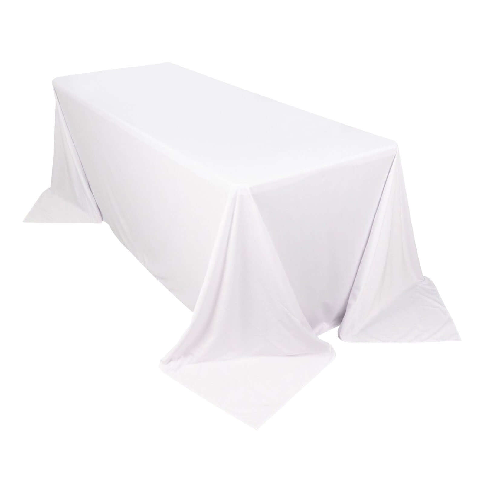 Premium Scuba Rectangular 90"x132" Tablecloth White - Wrinkle Free, Stain Resistant & Seamless Table Cover for Weddings and Parties - Pro Linens