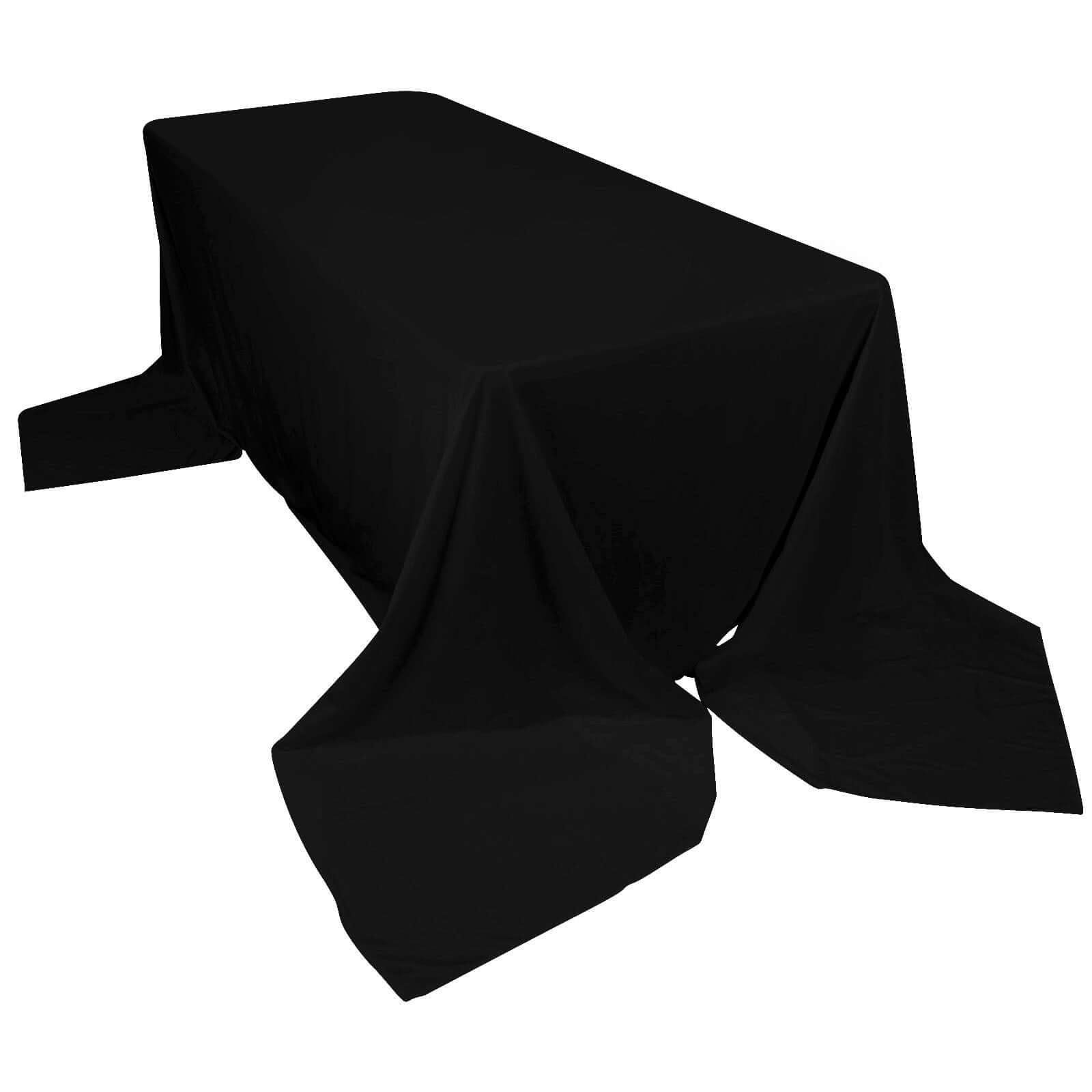 Premium Scuba Rectangular 90"x156" Tablecloth Black - Wrinkle Free, Stain Resistant & Seamless Table Cover for Weddings and Parties - Pro Linens