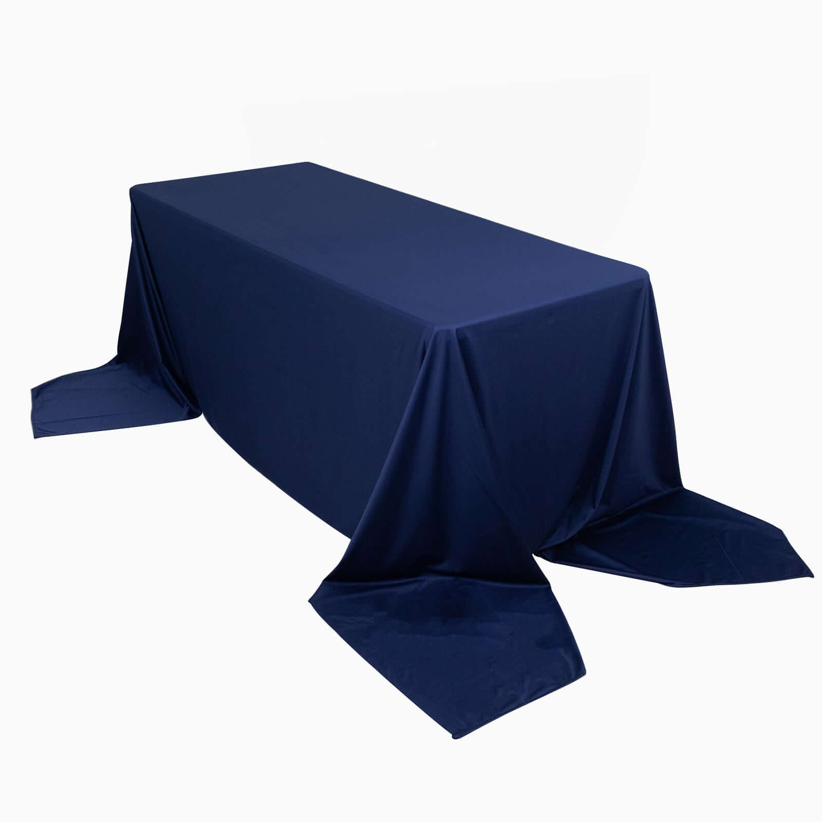 Premium Scuba Rectangular 90"x156" Tablecloth Navy Blue - Wrinkle Free, Stain Resistant & Seamless Table Cover - Pro Linens