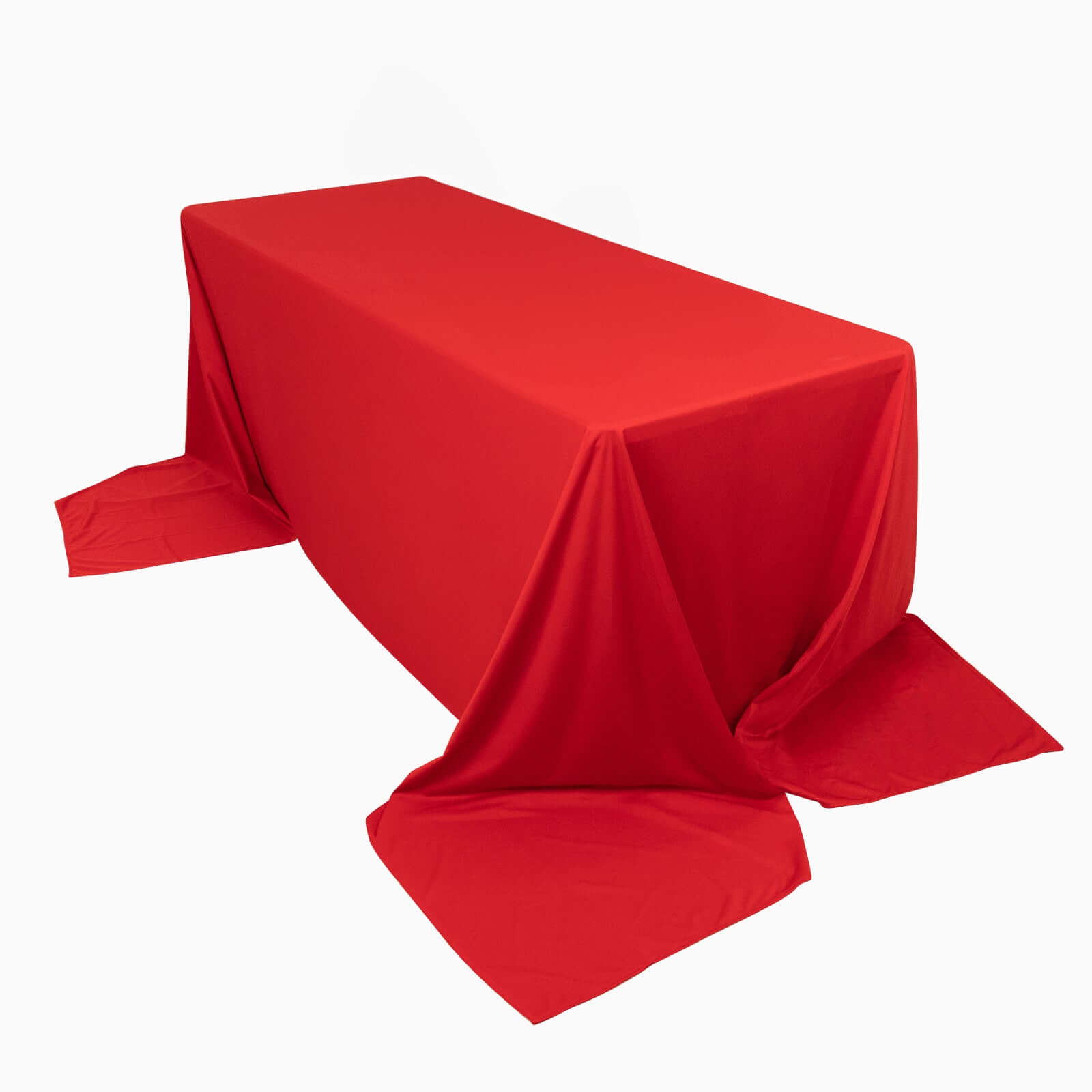 Premium Scuba Rectangular 90"x156" Tablecloth Red - Wrinkle Free, Stain Resistant & Seamless Table Cover - Pro Linens