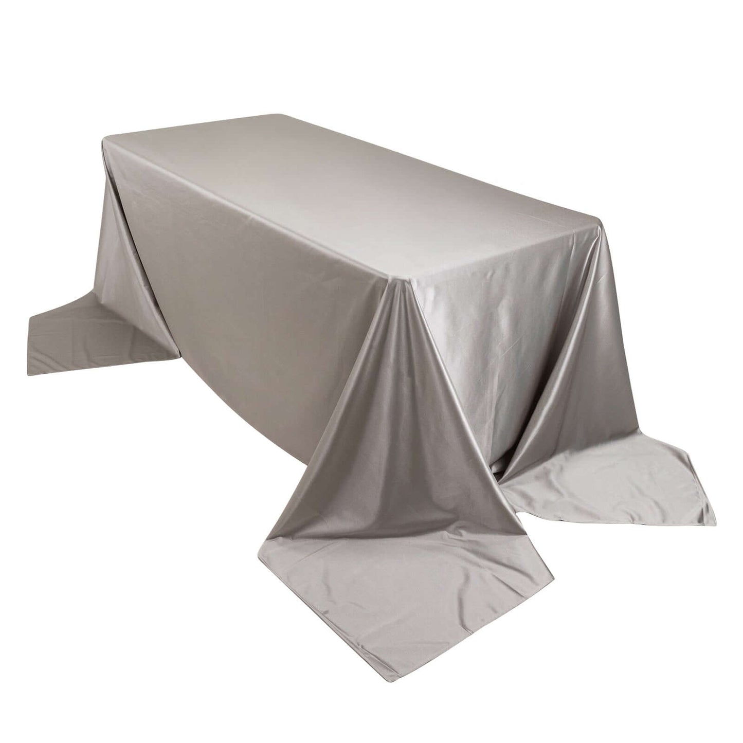 Premium Scuba Rectangular 90"x156" Tablecloth Shimmering Silver - Wrinkle Free & Stain Resistant Seamless Table Cover - Pro Linens