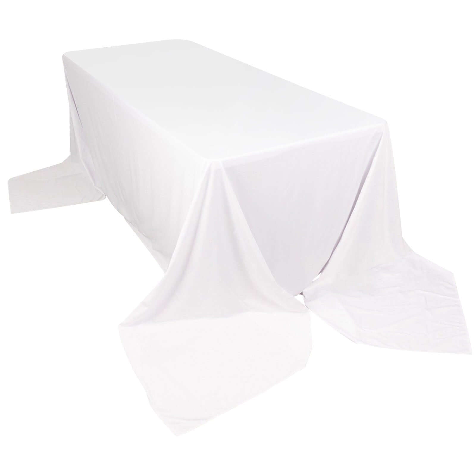 Premium Scuba Rectangular 90"x156" Tablecloth White - Wrinkle Free, Stain Resistant & Seamless Table Cover for Weddings and Parties - Pro Linens