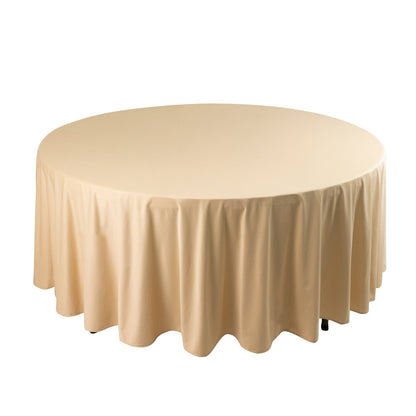 Premium Scuba Round 108" Tablecloth Beige - Wrinkle Free & Stain Resistant Table Cover Pro Linens