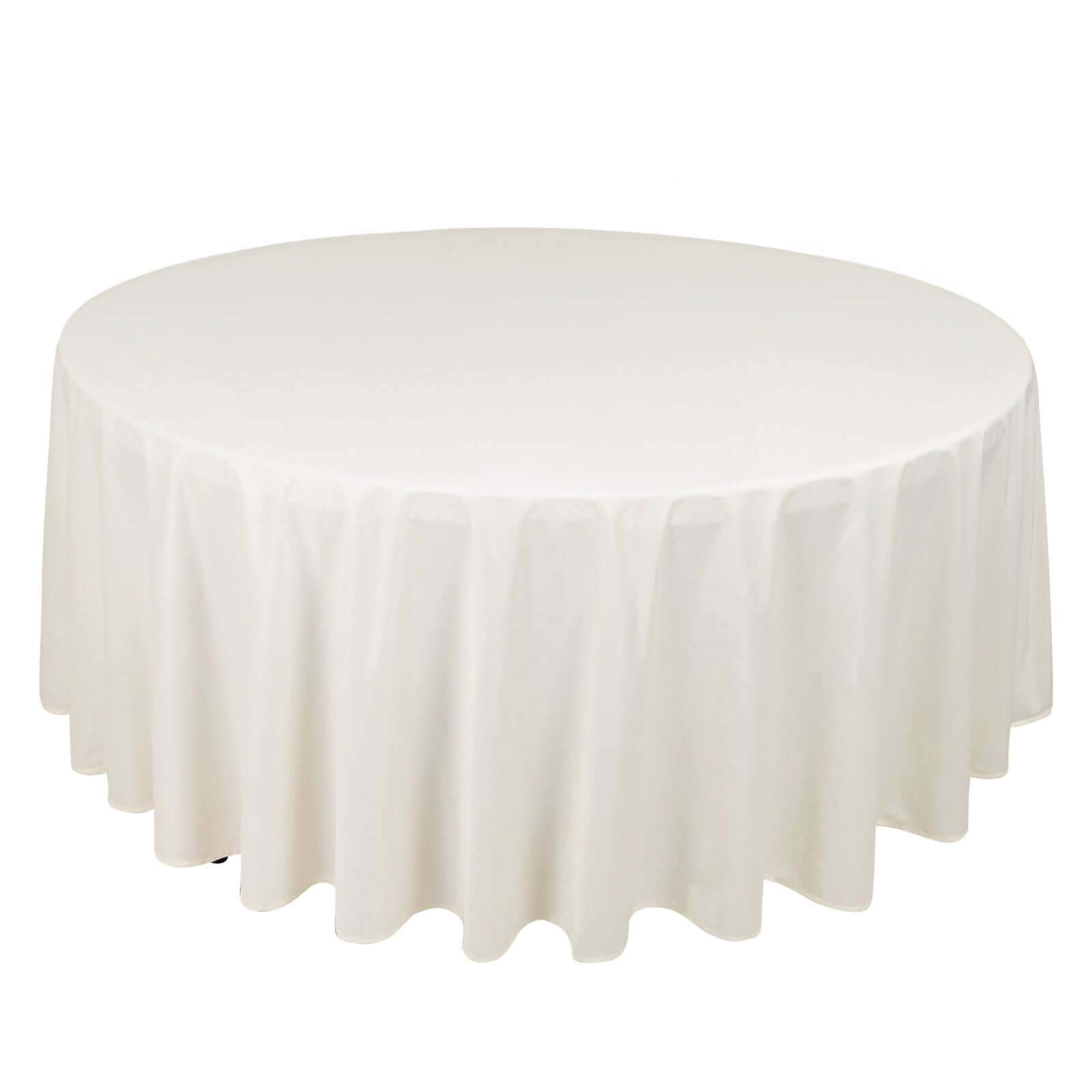 Premium Scuba Round 108" Tablecloth Ivory - Wrinkle Free & Stain Resistant Table Cover Pro Linens