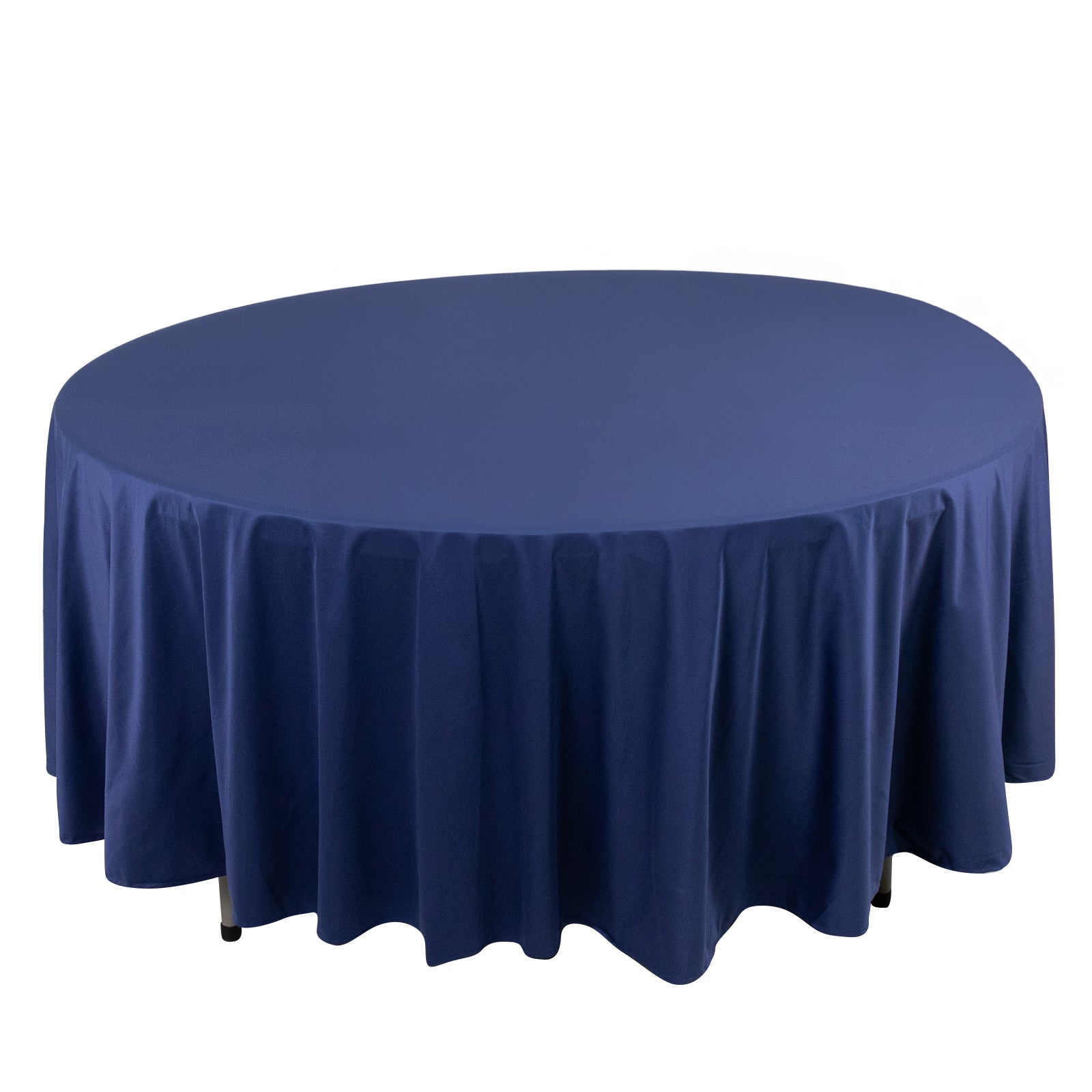 Premium Scuba Round 108" Tablecloth Navy Blue - Wrinkle Free & Stain Resistant Table Cover Pro Linens