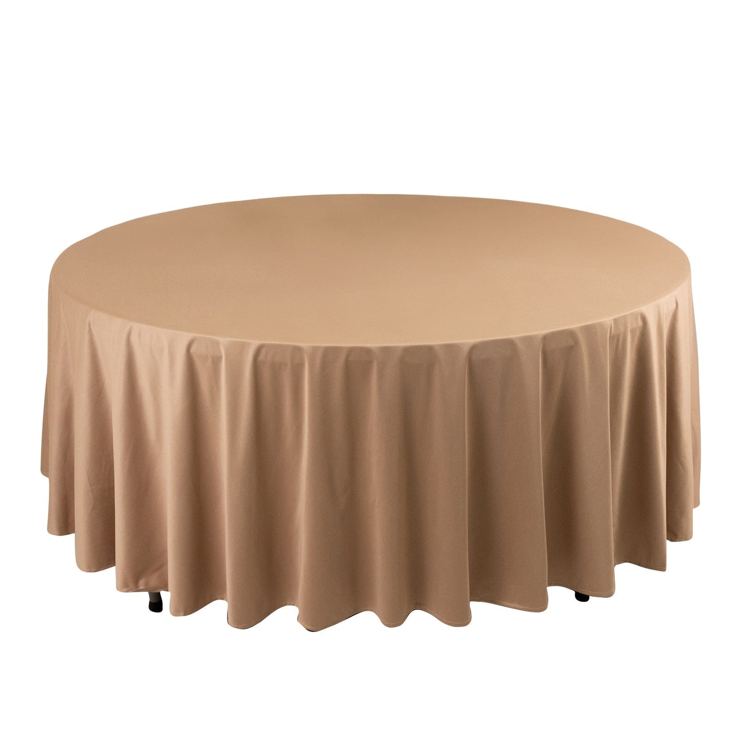 Premium Scuba Round 108" Tablecloth Nude - Wrinkle Free & Stain Resistant Table Cover Pro Linens